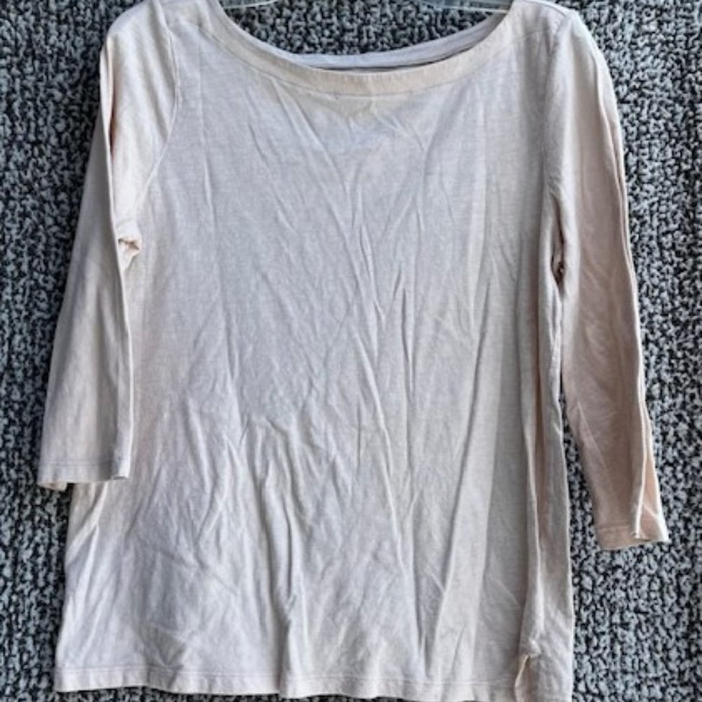 LOFT Light Pink Lightweight Long Sleeve Boat Neck T-Shirt